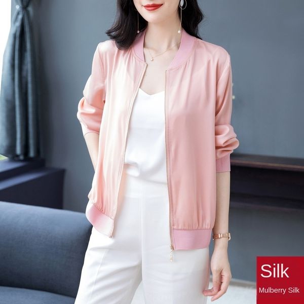 ubybc 2020 women's silk crepe de chine satin fabric cardigan mulberry silk spring and summer long sleeve coat baseball coat zipper base, Black;brown
ubybc 2020 women's silk crepe de chine satin fabric cardigan mulberry silk spring and summer long sleeve coat baseball coat zipper base, Black;brown