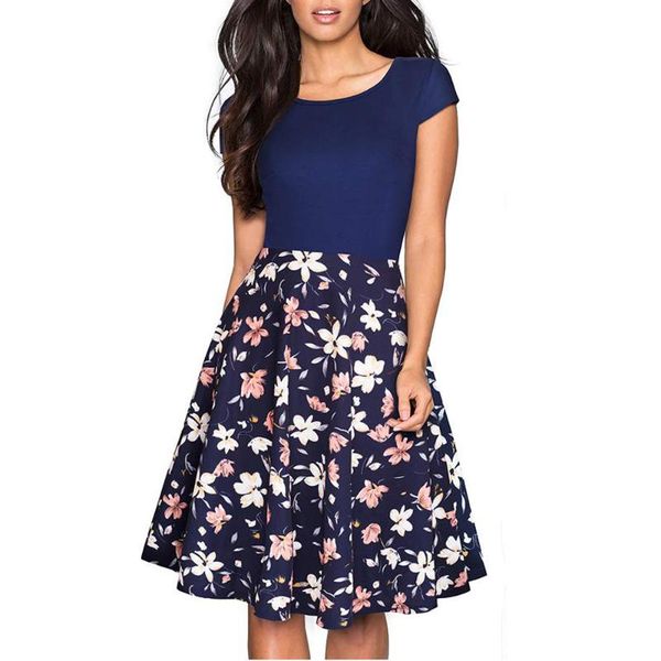 summer fashion women plus size swing a-line dresses elegant short sleeve round neck fresh floral print patchwork dress a009, Black;gray
summer fashion women plus size swing a-line dresses elegant short sleeve round neck fresh floral print patchwork dress a009, Black;gray