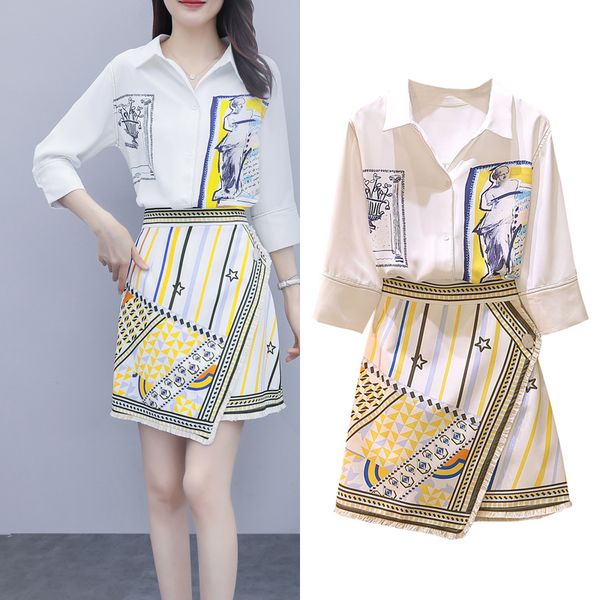 2020 new summer women office two piece set geometric print skirt and blouse sets for ladies business formal skirt suit work wear, White
2020 new summer women office two piece set geometric print skirt and blouse sets for ladies business formal skirt suit work wear, White
