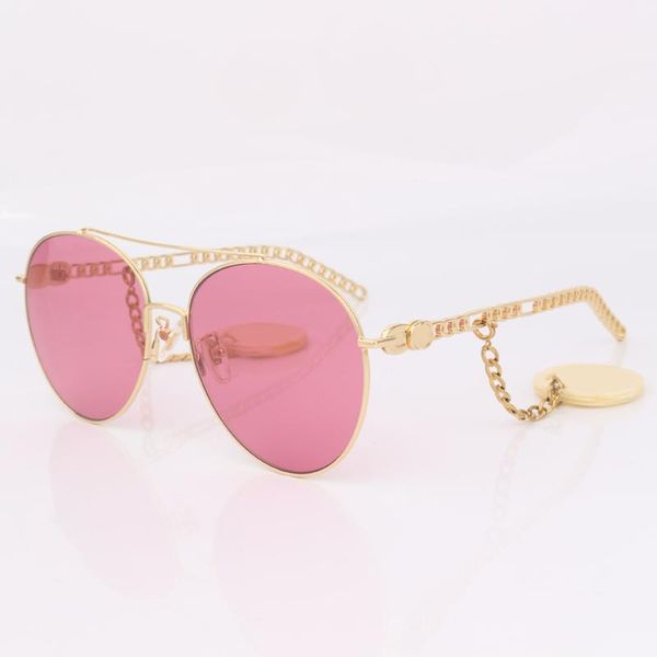 gold frame pilot sunglasses women fashion pink lens chain side women eyewear with pendant drop, White;black
gold frame pilot sunglasses women fashion pink lens chain side women eyewear with pendant drop, White;black