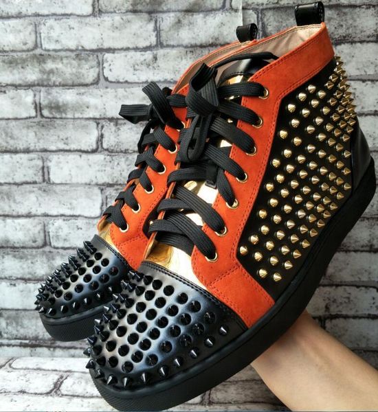 drop shipping new casual New Suede Leather Patchwork Leopard Golden Spikes Toe High Top Red Bottom Sneakers for cheap men leisure train
drop shipping new casual New Suede Leather Patchwork Leopard Golden Spikes Toe High Top Red Bottom Sneakers for cheap men leisure train