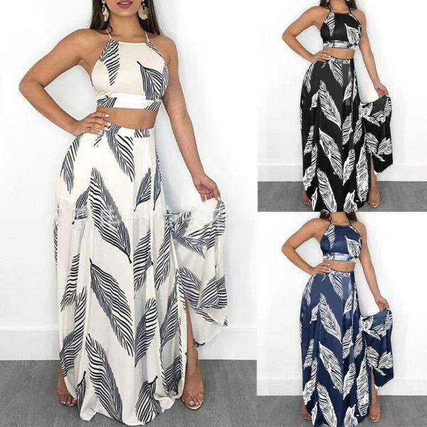 women 2pcs halter neck crop long skirt beach wear dress outfit set clothes new fashion, Gray
women 2pcs halter neck crop long skirt beach wear dress outfit set clothes new fashion, Gray
