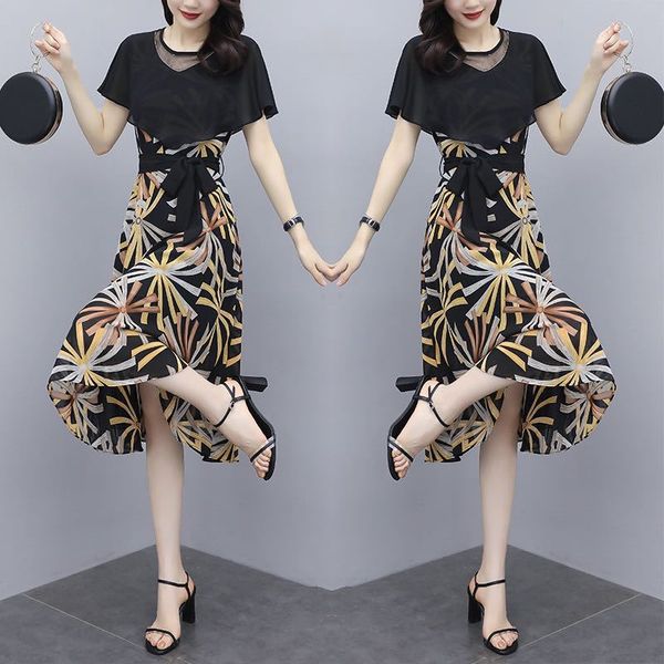 2020 new dress, ruffled slim-fit waist hugging dress, over-the-knee long fake two-piece chiffon short-sleeve dress, Black;gray
2020 new dress, ruffled slim-fit waist hugging dress, over-the-knee long fake two-piece chiffon short-sleeve dress, Black;gray