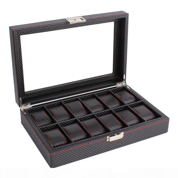 outad 12 slots luxury carbon fiber watch box jewelry watch display storage holder rectangle black leather case, Black;blue
outad 12 slots luxury carbon fiber watch box jewelry watch display storage holder rectangle black leather case, Black;blue