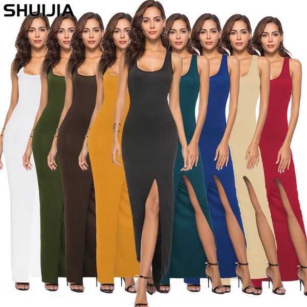 2018 new style 15-color 6-size elegant vest slit dress popular style, White;black 
2018 new style 15-color 6-size elegant vest slit dress popular style, White;black