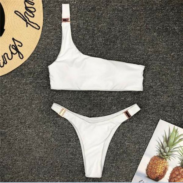 women bikini sets one shoulder padded bra thong bottoms swimwear beachwear swimsuit set two piece bathing suit beach wear, White;black
women bikini sets one shoulder padded bra thong bottoms swimwear beachwear swimsuit set two piece bathing suit beach wear, White;black