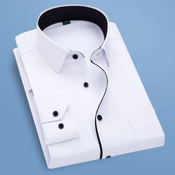 casual men 2020 business long-sleeved shirt high-quality social slim cut dress shirts, White;black
casual men 2020 business long-sleeved shirt high-quality social slim cut dress shirts, White;black