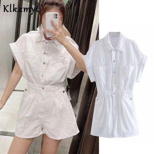 klkxmyt women 2020 chic fashion pockets denim playsuits vintage turn-up sleeves elastic waist female short jumpsuits mujer, Black;white
klkxmyt women 2020 chic fashion pockets denim playsuits vintage turn-up sleeves elastic waist female short jumpsuits mujer, Black;white