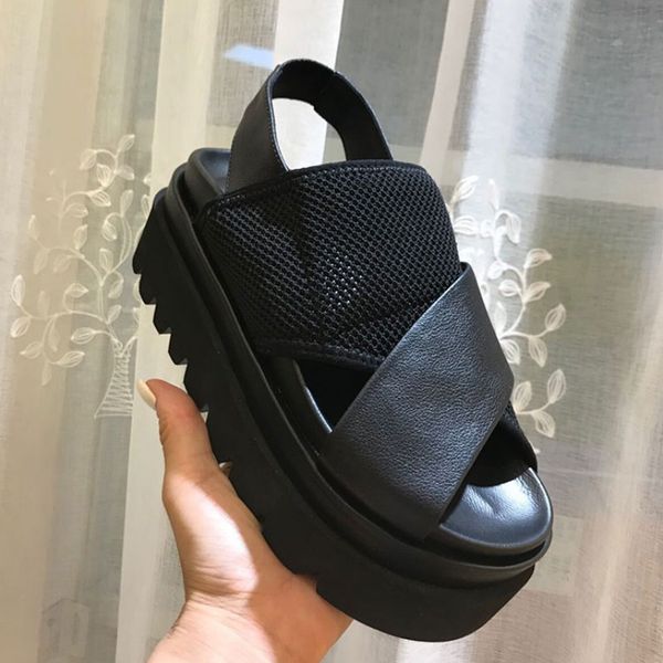 thick fashion summer women platform sandals beach gladiator mesh patchwork genuine leather sansals casual open toe wedges shoes, Black
thick fashion summer women platform sandals beach gladiator mesh patchwork genuine leather sansals casual open toe wedges shoes, Black