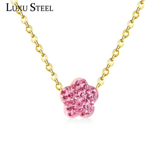 luxusteel korean flower necklace stainless steel black/gun black/red/pink/blue/champagne color crystal pendant necklace, Silver
luxusteel korean flower necklace stainless steel black/gun black/red/pink/blue/champagne color crystal pendant necklace, Silver