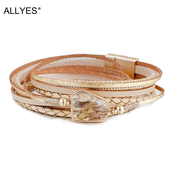 allyes multilayer braided genuine leather bracelets for women crystal charm bohemian beads wrap bracelet ladies fashion jewelry, Golden;silver
allyes multilayer braided genuine leather bracelets for women crystal charm bohemian beads wrap bracelet ladies fashion jewelry, Golden;silver