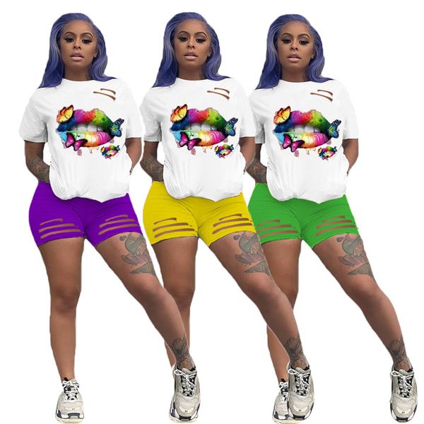 women tracksuit rainbow butterfly lips print t-shirt shorts sets hole outfit summer two piece sport suit fashion clothes d7808, White
women tracksuit rainbow butterfly lips print t-shirt shorts sets hole outfit summer two piece sport suit fashion clothes d7808, White