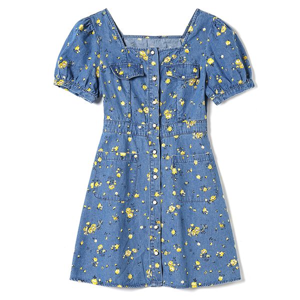 xz700074 2020 summer women's new fresh square collar bubble sleeve denim printed slim dress, Black;gray
xz700074 2020 summer women's new fresh square collar bubble sleeve denim printed slim dress, Black;gray