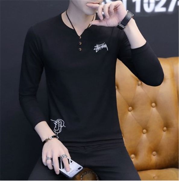 mens fashion slim pullover v neck tees casual long sleeve letters man clothing mens designer tshirts, White;black
mens fashion slim pullover v neck tees casual long sleeve letters man clothing mens designer tshirts, White;black