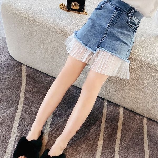clothing girls 2020 new korean lace stitching medium denim skirt lace children's wear and large children's foreign style denim ski, Blue
clothing girls 2020 new korean lace stitching medium denim skirt lace children's wear and large children's foreign style denim ski, Blue