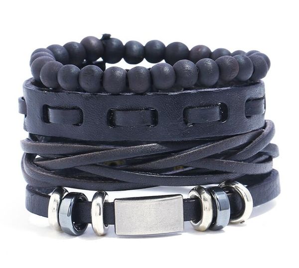 2020 cowhide bracelet alloy button multi layer bracelet wooden beads hemp rope men's leather bracelet size adjustable 3styles/1set, Black
2020 cowhide bracelet alloy button multi layer bracelet wooden beads hemp rope men's leather bracelet size adjustable 3styles/1set, Black