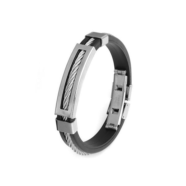 2018 new europe and america personality handmade leather men's bracelet boutique stainless steel buckle car silica gel bracelet wholesa, Black
2018 new europe and america personality handmade leather men's bracelet boutique stainless steel buckle car silica gel bracelet wholesa, Black