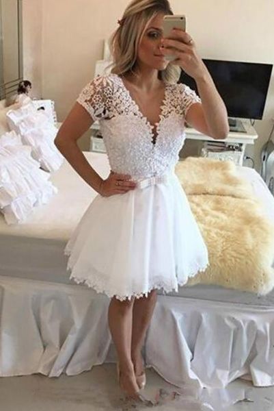 new white girl graduation homecoming prom party gown a line v-neck with short sleeves chiffon lace applique beaded formal dress, White;black
new white girl graduation homecoming prom party gown a line v-neck with short sleeves chiffon lace applique beaded formal dress, White;black