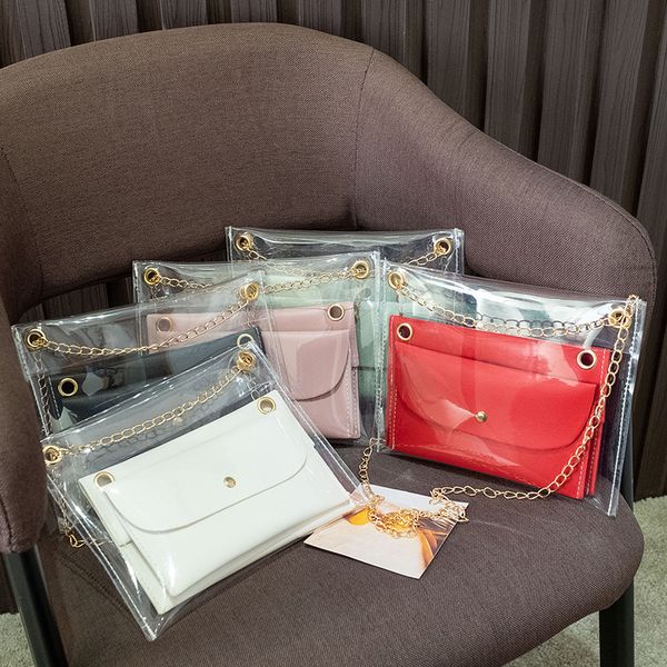 2020 spring summer women square sling bag new transparent chain shoulder crossbody bag wild gel messager 2 pieces #30
2020 spring summer women square sling bag new transparent chain shoulder crossbody bag wild gel messager 2 pieces #30