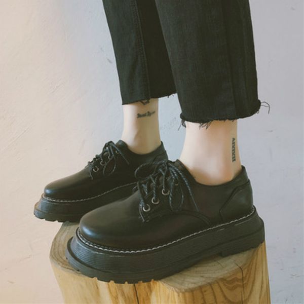 japanese new fashion thick-soled lace small shoes trend british style simple casual single shoes women's a1-34, Black
japanese new fashion thick-soled lace small shoes trend british style simple casual single shoes women's a1-34, Black