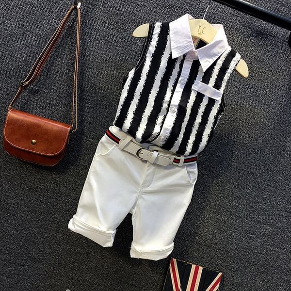 boys' sleeveless british vest shirt shorts shirt striped chiffon suit 2-7 years old children's casual vest shorts two-piece set, White;black
boys' sleeveless british vest shirt shorts shirt striped chiffon suit 2-7 years old children's casual vest shorts two-piece set, White;black