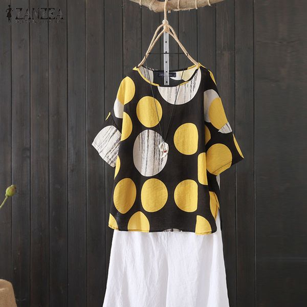 zanzea women tunic casual short sleeve blouse 2020 summer vintage polka dot check printed shirts chemiser mujer plus size, White
zanzea women tunic casual short sleeve blouse 2020 summer vintage polka dot check printed shirts chemiser mujer plus size, White