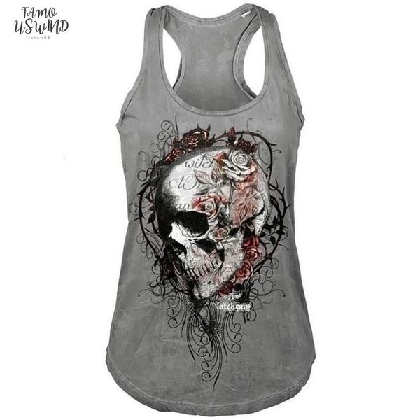 women clothes sleeveless printed skull casual gothic style grey puff sleeve punk tees female high street t shirt plus size s, White 
women clothes sleeveless printed skull casual gothic style grey puff sleeve punk tees female high street t shirt plus size s, White