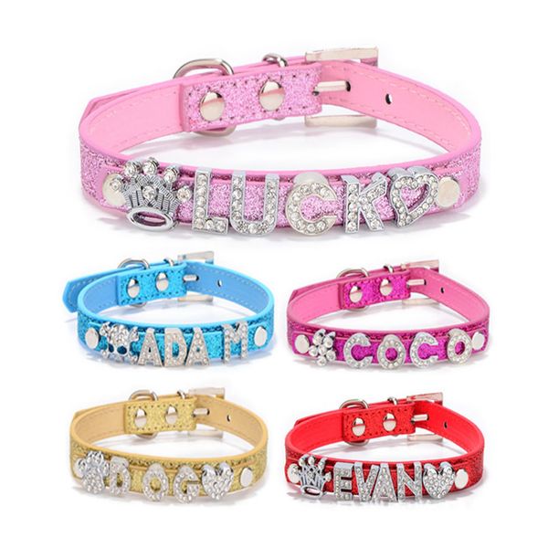 Leather Bling Personalized Dog Collar Can Be Made With Rhinestone Buckle DIY Letter Name Pet Puppy Cat Collars Pet Supplies Promotion
Leather Bling Personalized Dog Collar Can Be Made With Rhinestone Buckle DIY Letter Name Pet Puppy Cat Collars Pet Supplies Promotion