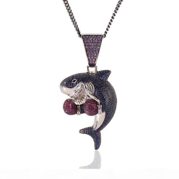 colored boxing shark pendant necklace fashion iced purple blue color cubic zirconia shark hiphop jewelry drop shipping, Silver
colored boxing shark pendant necklace fashion iced purple blue color cubic zirconia shark hiphop jewelry drop shipping, Silver