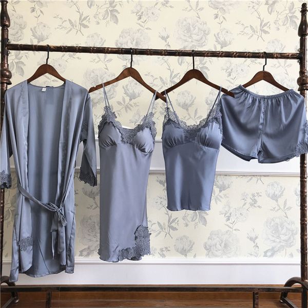 satin 4pcs homewear women satin robe set kimono gown casual bathrobe gown female sleepwear casual sleep set home clothes, Black;red
satin 4pcs homewear women satin robe set kimono gown casual bathrobe gown female sleepwear casual sleep set home clothes, Black;red
