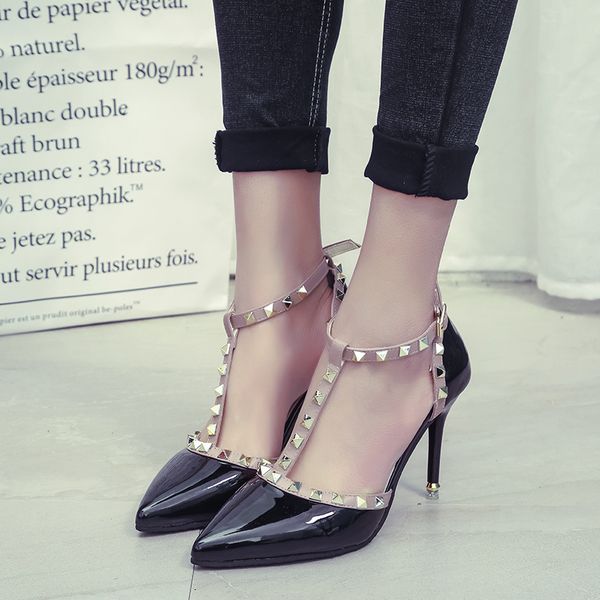 new women pumps summer fashion rivets pointed toe wedding party high heeled shoes woman sandals, Black
new women pumps summer fashion rivets pointed toe wedding party high heeled shoes woman sandals, Black