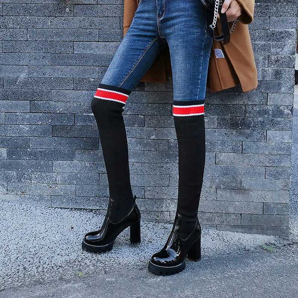 2020 woman fashion boots knitted women knee high boots elastic slim autumn winter warm long thigh high shoes, Black
2020 woman fashion boots knitted women knee high boots elastic slim autumn winter warm long thigh high shoes, Black