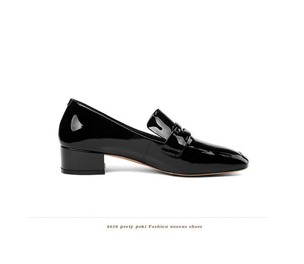 2020 autumn new square head chunky heel fashion large size women's shoes semi-high heeled pure leather solid color single shoes, Black
2020 autumn new square head chunky heel fashion large size women's shoes semi-high heeled pure leather solid color single shoes, Black