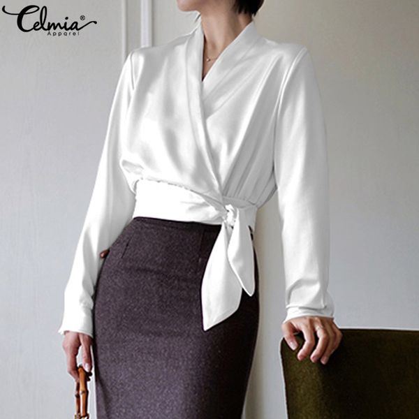celmia women satin slik and blouses 2020 fashion long sleeve v neck tunic shirts belted casual party office blusas 5xl, White
celmia women satin slik and blouses 2020 fashion long sleeve v neck tunic shirts belted casual party office blusas 5xl, White