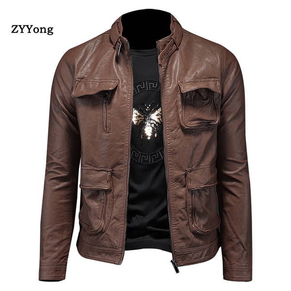 2020 fashion leather jackets men spring autumn vintage motorcycle leather brown men coats slim fit stand collar brand clothes, Black
2020 fashion leather jackets men spring autumn vintage motorcycle leather brown men coats slim fit stand collar brand clothes, Black