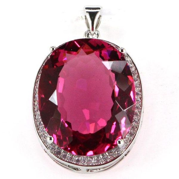 Big Gems 22x18mm Created Pink Tourmaline, White CZ SheCrown Ladies Engagement Silver Pendant 25x20mm
Big Gems 22x18mm Created Pink Tourmaline, White CZ SheCrown Ladies Engagement Silver Pendant 25x20mm