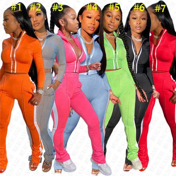 reflective striped women zipper tracksuit designer jackets + pants leggings two pieces sets patchwork outfits workout clothes d72712, White
reflective striped women zipper tracksuit designer jackets + pants leggings two pieces sets patchwork outfits workout clothes d72712, White