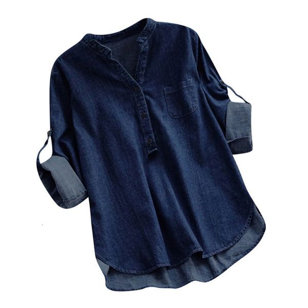 womens casual denim blouses and asymmetrical hem long sleeve buttons pocket blouse blusas chemise femme, White
womens casual denim blouses and asymmetrical hem long sleeve buttons pocket blouse blusas chemise femme, White