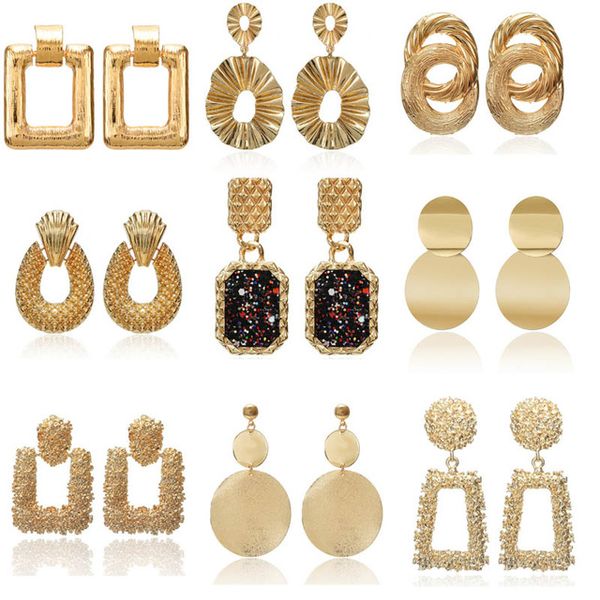 2020 vintage earrings large for women statement earrings geometric golden color metal pendant earrings trend fashion jewelry, Silver
2020 vintage earrings large for women statement earrings geometric golden color metal pendant earrings trend fashion jewelry, Silver