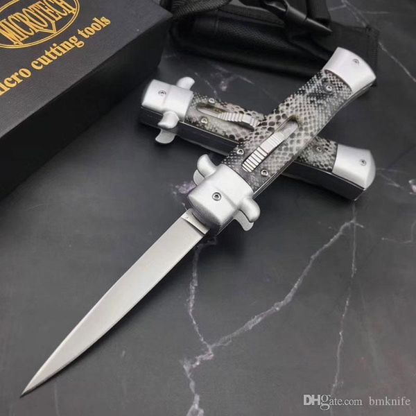 

New Arrival micro mt Italian Mafia Double Action automatic knife tactical knife D2 blade 59HRC satin-edged outdoor EDC pocket auto knives