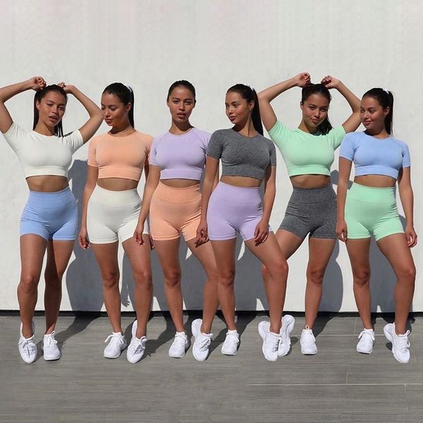 2 pcs/set women yoga set short sleeve high waist shorts sportswear vital seamless sport suit gym clothing fitness crop shirt, White;red
2 pcs/set women yoga set short sleeve high waist shorts sportswear vital seamless sport suit gym clothing fitness crop shirt, White;red