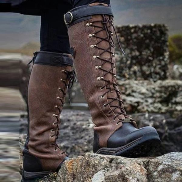 Women's Stylish Knee-High Round Head Boots Chunky Low-heeled Buckle Strap Shoes Woman Cross Lace-Up Cowboy Slip On Booties, Brown
Women's Stylish Knee-High Round Head Boots Chunky Low-heeled Buckle Strap Shoes Woman Cross Lace-Up Cowboy Slip On Booties, Brown