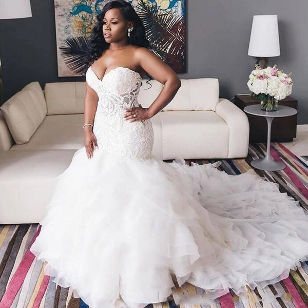 african plus size wedding dresses sweetheart lace bodice sweetheart vestido de novia back lace up mermaid bridal dress, White
african plus size wedding dresses sweetheart lace bodice sweetheart vestido de novia back lace up mermaid bridal dress, White