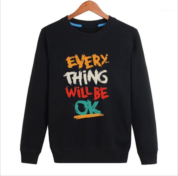 o-neck fashion hoodies man spring autumn everything will be ok long sleeve casual sweatshirts men high street clothes mens letter, Black 
o-neck fashion hoodies man spring autumn everything will be ok long sleeve casual sweatshirts men high street clothes mens letter, Black