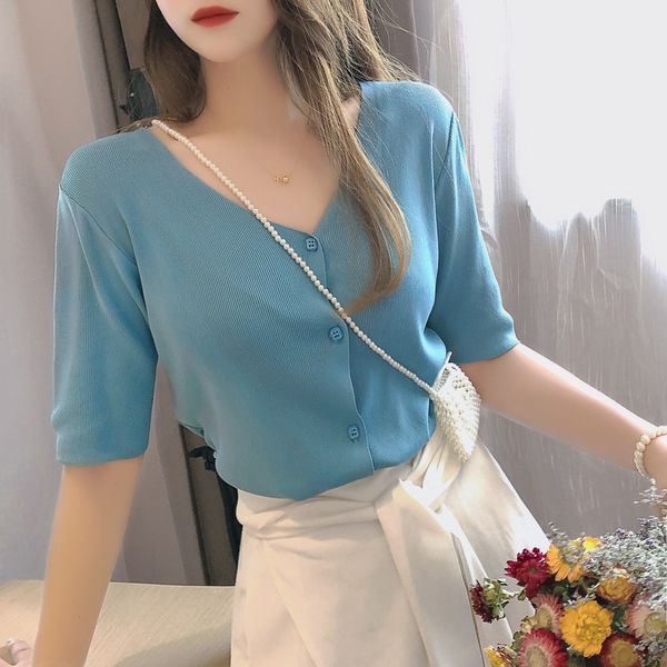 3nwbz 2020 summer new v-neck short-sleeved sun-proof knitwear all-match summer clothing short sleeve women's clothing loose slimming so, White;black
3nwbz 2020 summer new v-neck short-sleeved sun-proof knitwear all-match summer clothing short sleeve women's clothing loose slimming so, White;black