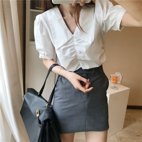 bubble sleeve short-sleeved women's design sense shirt shirt niche 2020 white square collar french f5427
bubble sleeve short-sleeved women's design sense shirt shirt niche 2020 white square collar french f5427