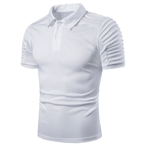 summer male designer tshirts turndown collar solid color printed button short sleeve pleated casual mens clothes, White;black
summer male designer tshirts turndown collar solid color printed button short sleeve pleated casual mens clothes, White;black