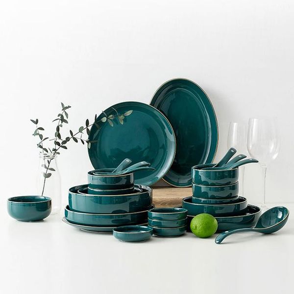 2020 green color glazed creative restaurant dish for couple ceramic plates set dinnerware
2020 green color glazed creative restaurant dish for couple ceramic plates set dinnerware