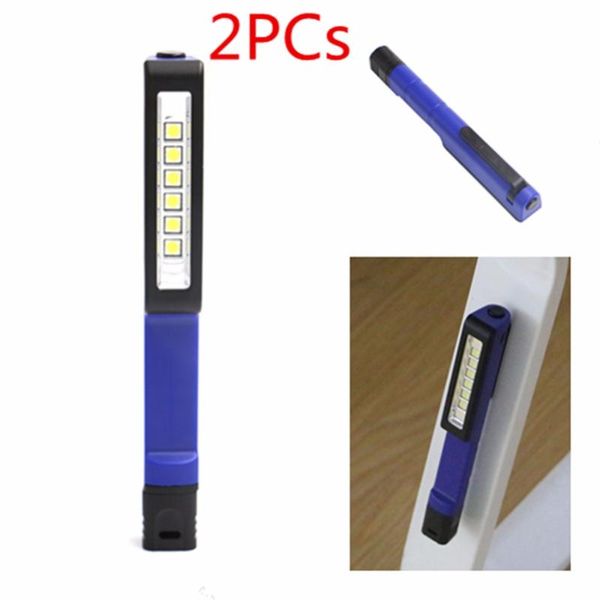 2pcs/lot 6*smd Led Multi-function Penlight Led Torch Lamp Handle Work Hand Flash Light Built-in Magnet