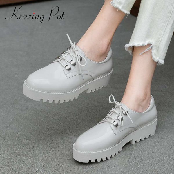 krazing pot british school cow patent leather thick bottom platform round toe med square heel lace up autumn women pumps l63, Black
krazing pot british school cow patent leather thick bottom platform round toe med square heel lace up autumn women pumps l63, Black